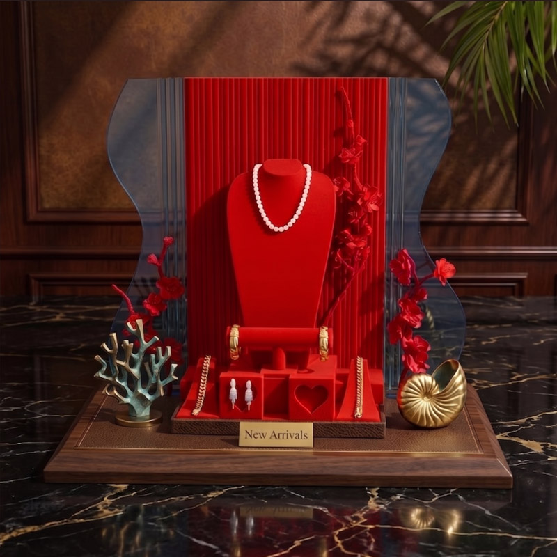 Flocked Acrylic Jewelry Display Racks
