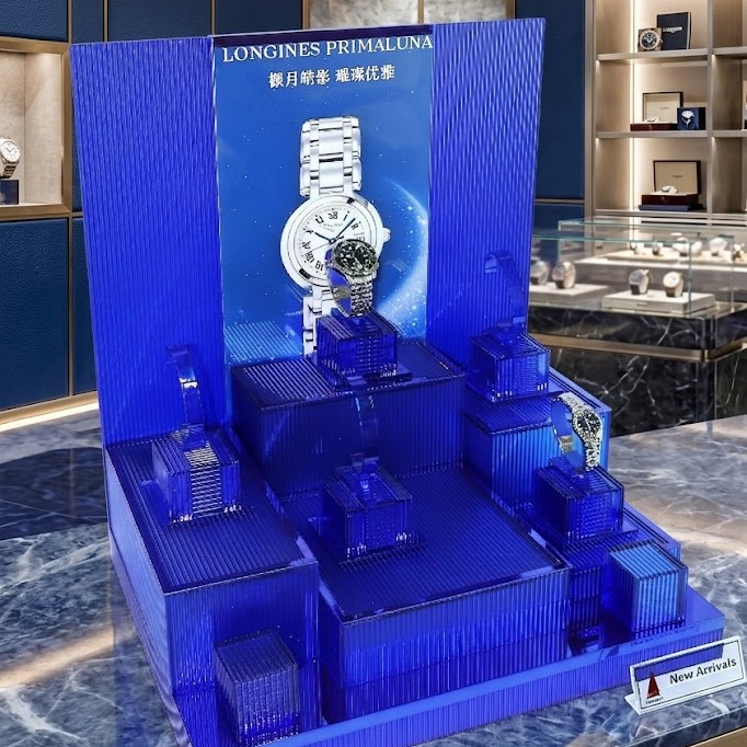 Luxury Multi-Tier Blue Acrylic Watch Display Stand