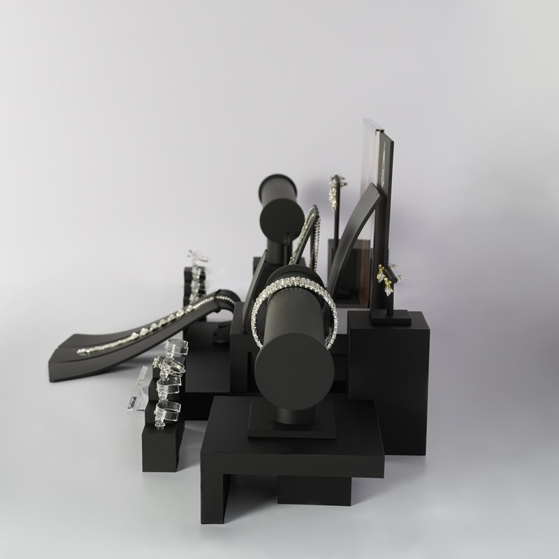 Matte Black Acrylic Jewelry Display Set