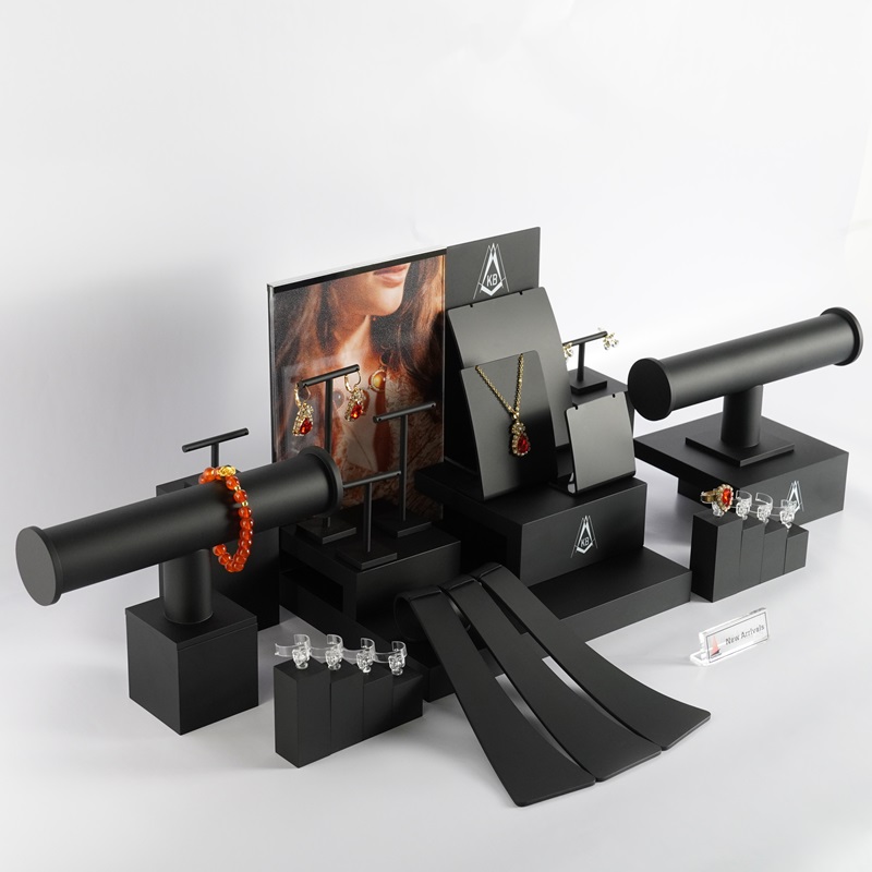 Black Matte Jewelry Display Stand Set