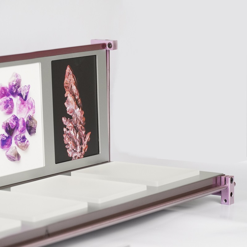 Matte Purple Aluminum Frame Detail for Mineral Display
