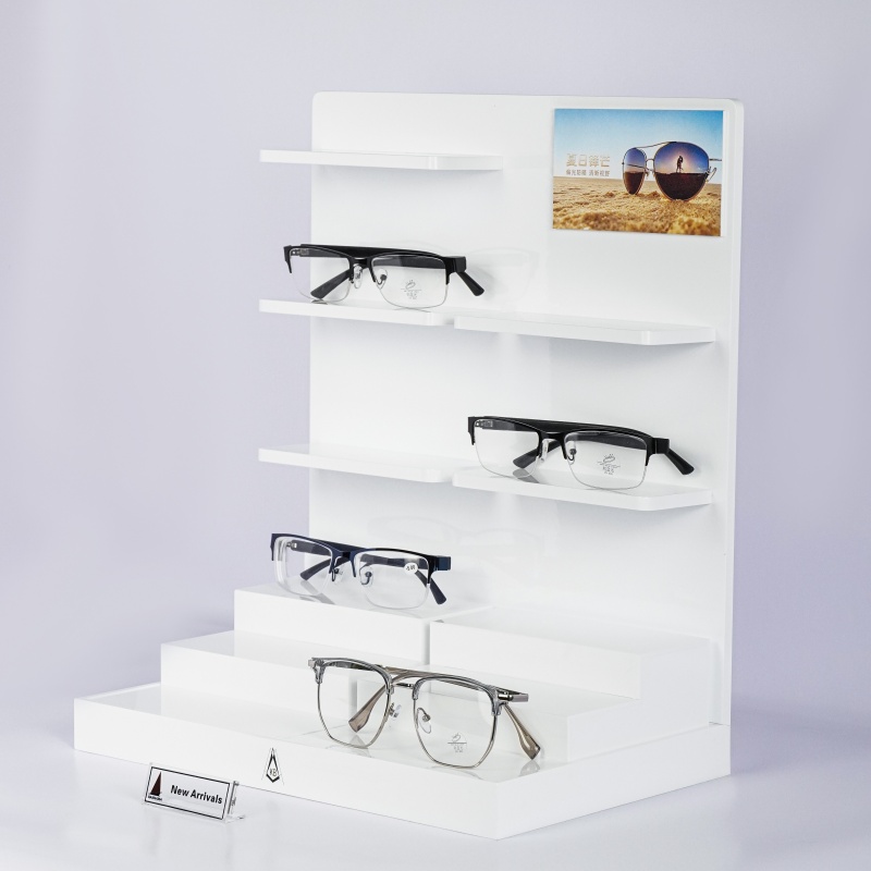Bright White Acrylic Countertop Glasses Display Stand