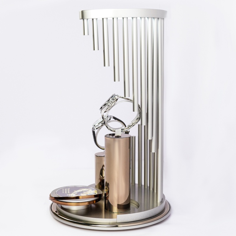 Luxury Stepped Aluminum Tube Lighted Watch Display Stand