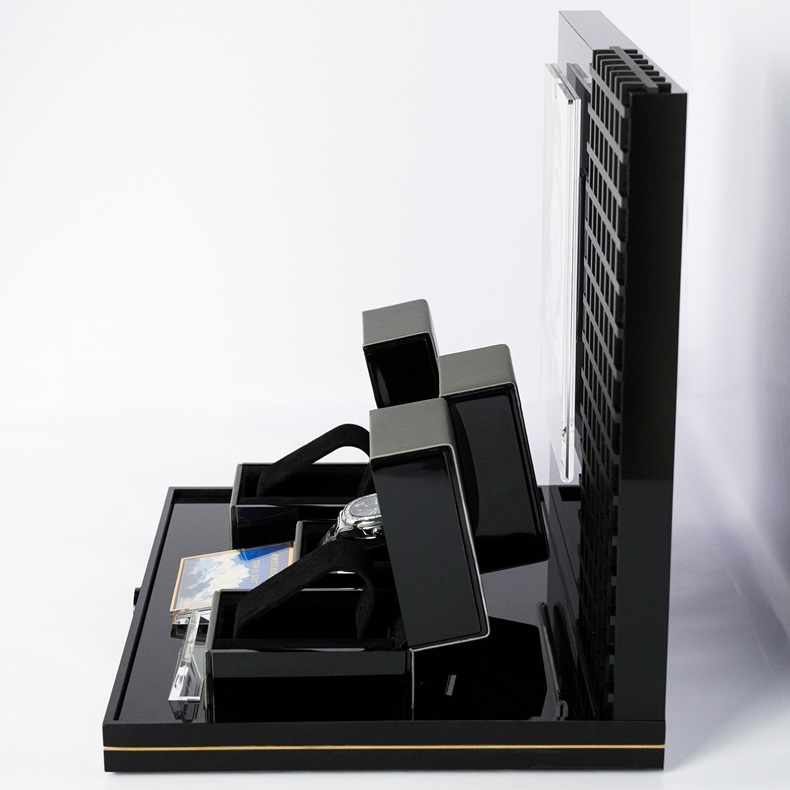 Black High-Gloss Acrylic Modular Watch Display Stand