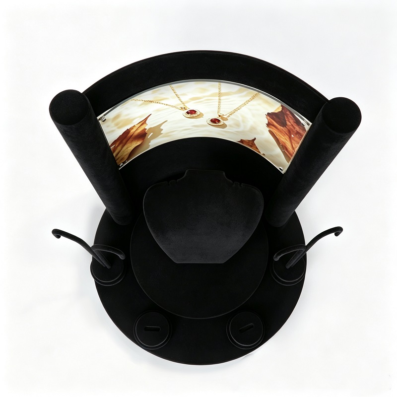 Black Velvet Acrylic Jewelry Display Stand Set